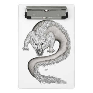 Wolfdragon Schwarzweiß-Design Mini Klemmbrett
