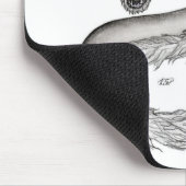 Wolfdragon Schwarzweiß Design Mousepad (Ecke)