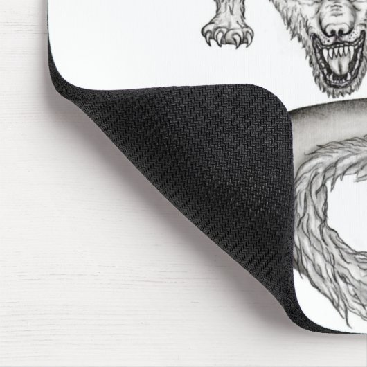 Wolfdragon Schwarzweiß-Design Mousepad (Ecke)