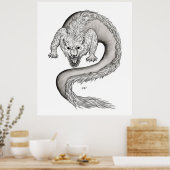 Wolfdragon Schwarzweiß-Design Poster (Küche)