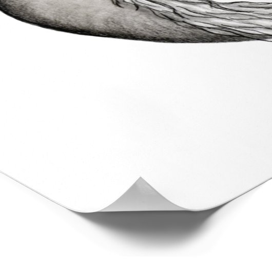 Wolfdragon Schwarzweiß-Design Poster (Ecke)