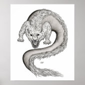 Wolfdragon Schwarzweiß-Design Poster (Vorne)