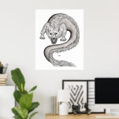 Wolfdragon Schwarzweiß-Design Poster (Heimbüro)
