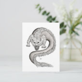 Wolfdragon Schwarzweiß-Design Postkarte (Stehend Vorderseite)