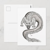 Wolfdragon Schwarzweiß-Design Postkarte (Vorne/Hinten)