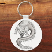 Wolfdragon Schwarzweiß Design Schlüsselanhänger (Vorderseite)
