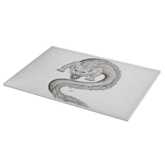 Wolfdragon Schwarzweiß-Design Schneidebrett (Ecke)