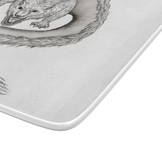 Wolfdragon Schwarzweiß-Design Schneidebrett (Ecke)