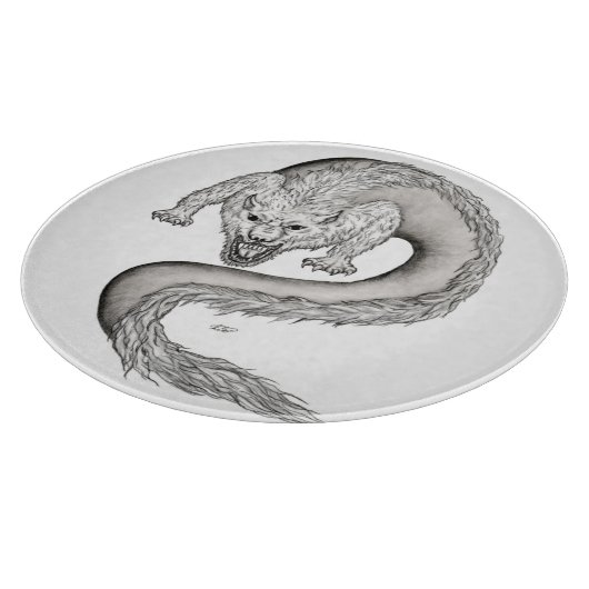 Wolfdragon Schwarzweiß-Design Schneidebrett (Ecke)