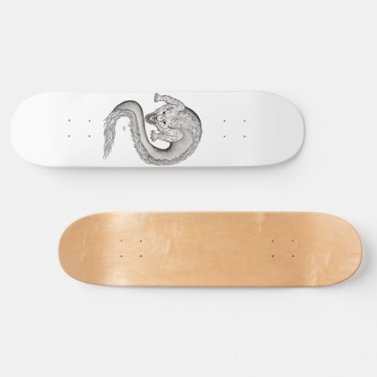 Wolfdragon Schwarzweiß-Design Skateboard (Horizontal)