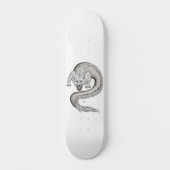 Wolfdragon Schwarzweiß-Design Skateboard (Vorderseite)