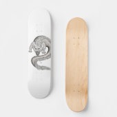 Wolfdragon Schwarzweiß-Design Skateboard (Vorderseite)