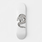 Wolfdragon Schwarzweiß-Design Skateboard (Vorne)
