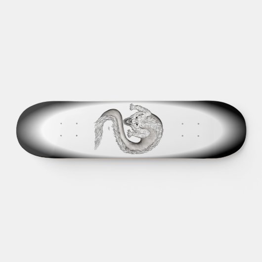 Wolfdragon Schwarzweiß Design Skateboard (Horizontal)