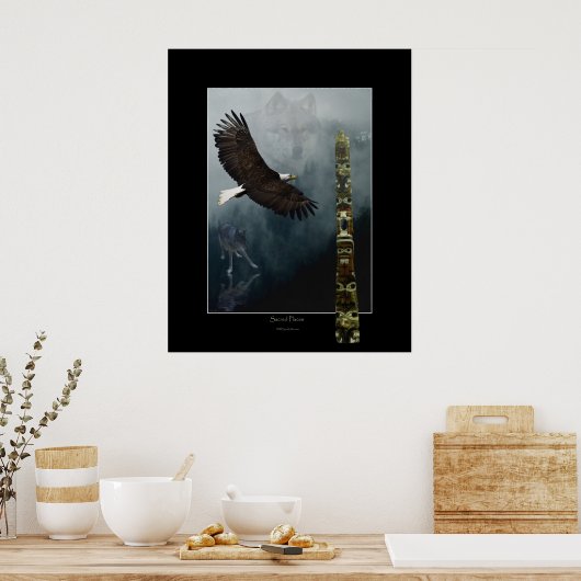 Wölfe, Adler und Totem Art Poster (Küche)