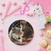 Wölfe amerikanische Flagge Pappteller (Party)