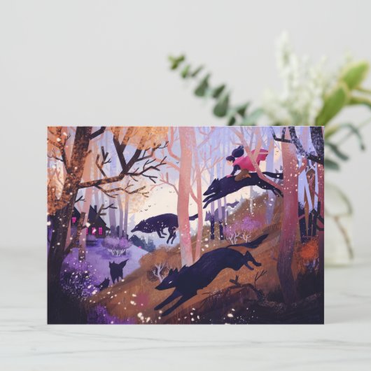 Wölfe auf der Waldpostkarte Einladung (Stehend Vorderseite)