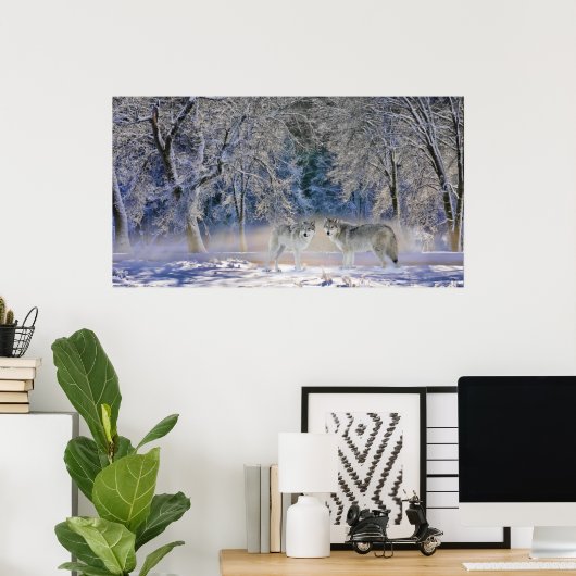 Wölfe aus Gelbstein Poster (Heimbüro)