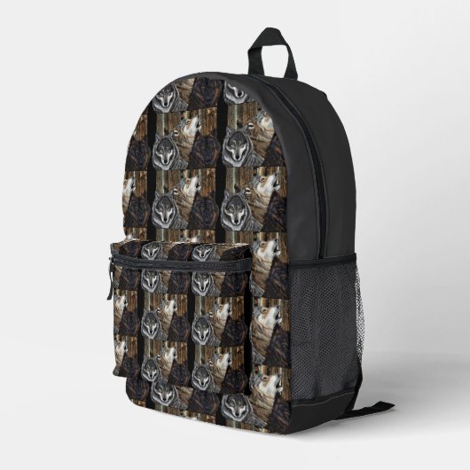 WÖLFE  BEDRUCKTER RUCKSACK (Rückseitige Ecke Rechts)