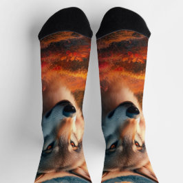 Wölfe bei Sonnenuntergang / WolfLiebhaber Socken