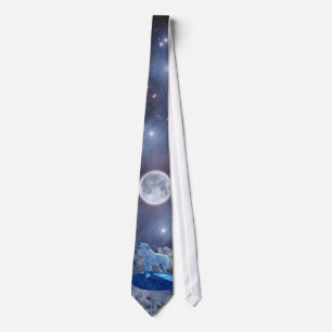 Wölfe der Arktis, Mond und Sterne Necktie Krawatte