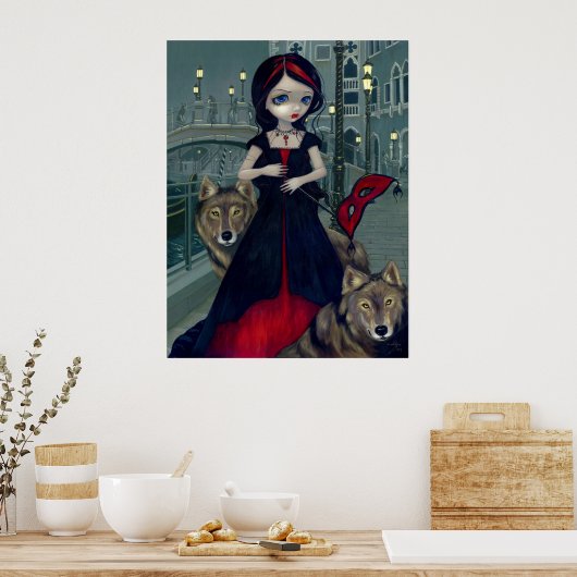 Wölfe der gotischen Wolfskunst in Venedig Print Poster (Küche)