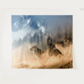 Wölfe, die auf dem Mond herumhüpfen / schöne Wölfe Wandteppich (Vorderseite (Horizontal))