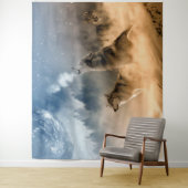 Wölfe, die auf dem Mond herumhüpfen / schöne Wölfe Wandteppich (Beispiel)