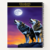 Wölfe, die den glühenden Mond in der Dämmerung bed Notizblock (Rückseite)