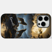 Wölfe, die unter hellem Vollmond herumhacken Case-Mate iPhone Hülle (Rückseite (Horizontal))