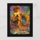 Wölfe, die zum Mondnaturel-Wolf herumhüpfen Postkarte (Vorderseite)