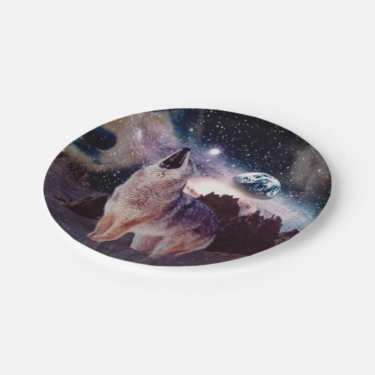 Wölfe durchziehen das Universum Pappteller (Schrägansicht)