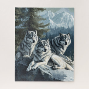 Wölfe entspannen im Waldpuzzle Puzzle