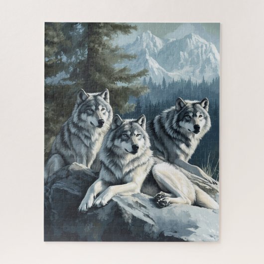 Wölfe entspannen im Waldpuzzle Puzzle (Vertikal)