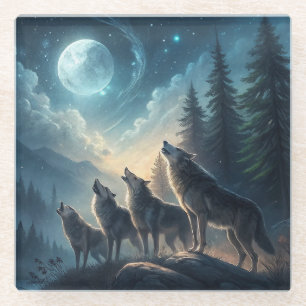 Wölfe Glasuntersetzer