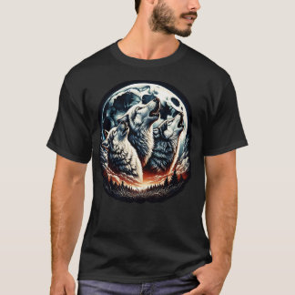 Wölfe heulen am Mond Mondlicht T-Shirt