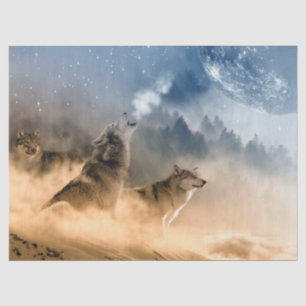 Wölfe heulen am Mond Seidenpapier