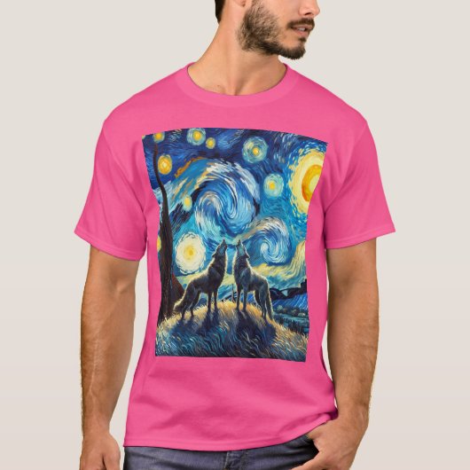 Wölfe heulen am Sternenmond T-Shirt (Vorderseite)