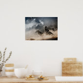 Wölfe heulen auf dem Vollmond Poster (Küche)