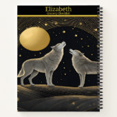 Wölfe heulen beharrlich an einem strahlenden golde notizblock (Rückseite)