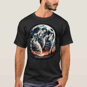 Wölfe heulen im Mondlicht T-Shirt