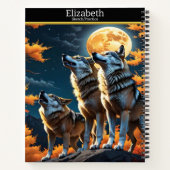 Wölfe heulen mit leuchtendem Mond auf einem Skizze Notizblock (Rückseite)