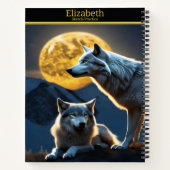 Wölfe heulen unter atemberaubendem Mondlicht Notizblock (Rückseite)