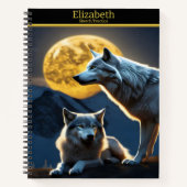 Wölfe heulen unter atemberaubendem Mondlicht Notizblock (Vorderseite)