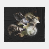 Wölfe heulen Vollmond Fleecedecke (Vorderseite (Horizontal))