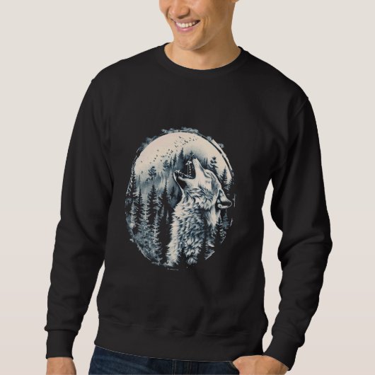 Wölfe heulen vor dem Mond und Waldwolf wi Sweatshirt (Vorderseite)