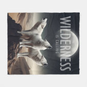 Wölfe Howling bei Vollmond Wilderness ruft Fleecedecke (Vorderseite (Horizontal))