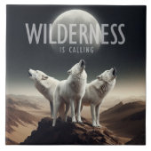 Wölfe Howling bei Vollmond Wilderness ruft Fliese (Vorderseite)