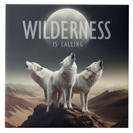 Wölfe Howling bei Vollmond Wilderness ruft Fliese (Vorderseite)