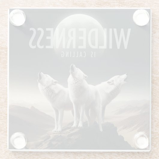 Wölfe Howling bei Vollmond Wilderness ruft Glasuntersetzer (Rückseite)